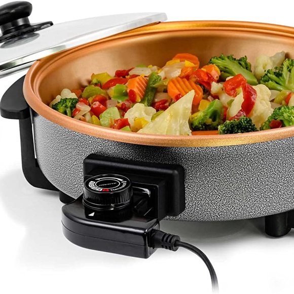 cooperchef Kitchen Ovente Electric Skillet With Nonstick Coating And Glass Lid Portable